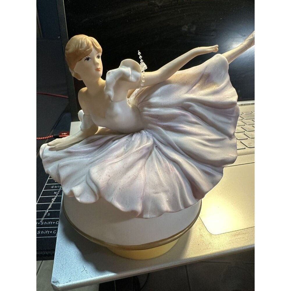 Vintage Schmid Ceramic Ballerina Rotating Music Box 1988